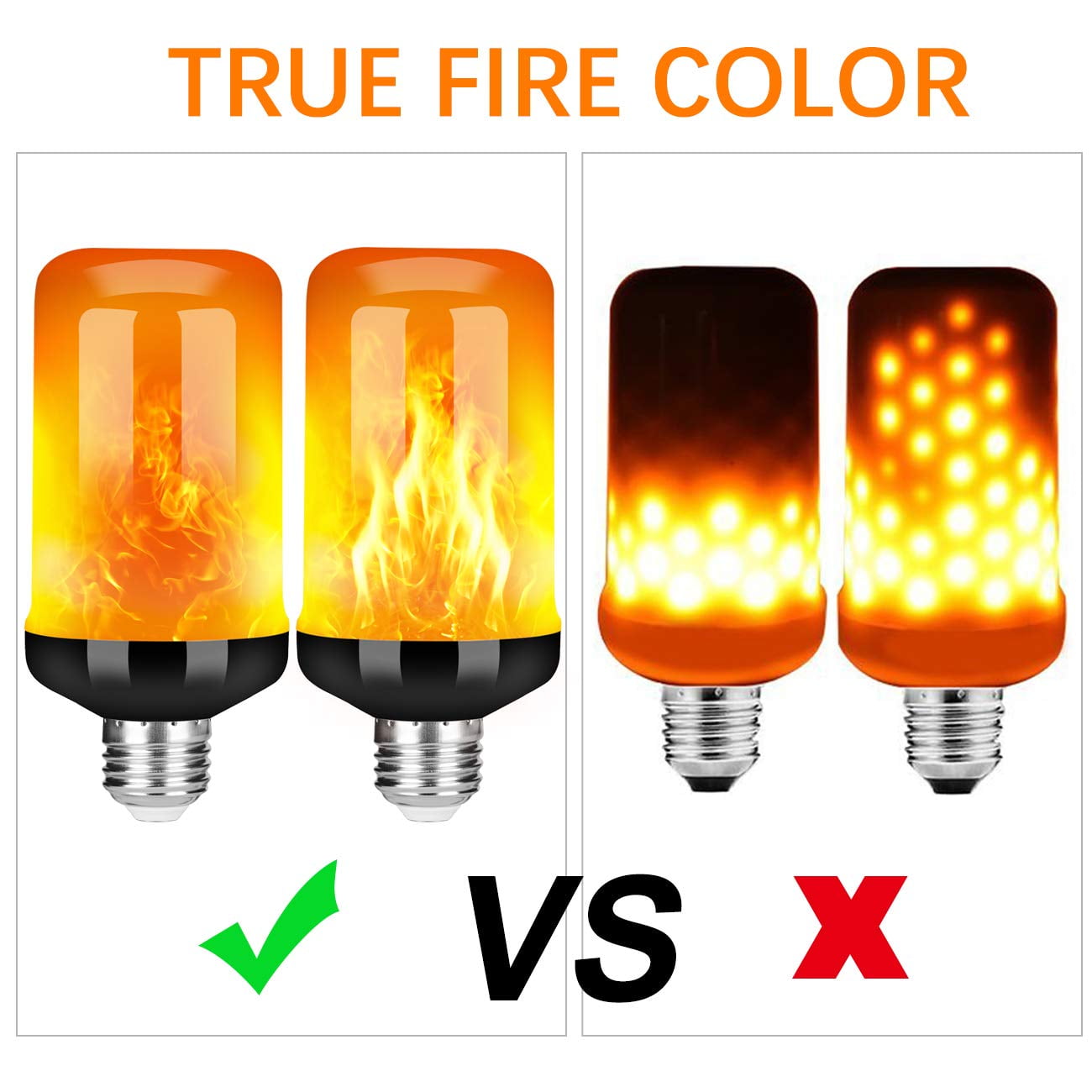 GKcity Upgraded LED Flame Light Bulb, 4 Modes Fire Flame Light Bulbs with Upside Down Effect, E26 Base Flickering Light Bulbs for Halloween, Party, Outdoor, Indoor, Halloween Decor (2 Pack)